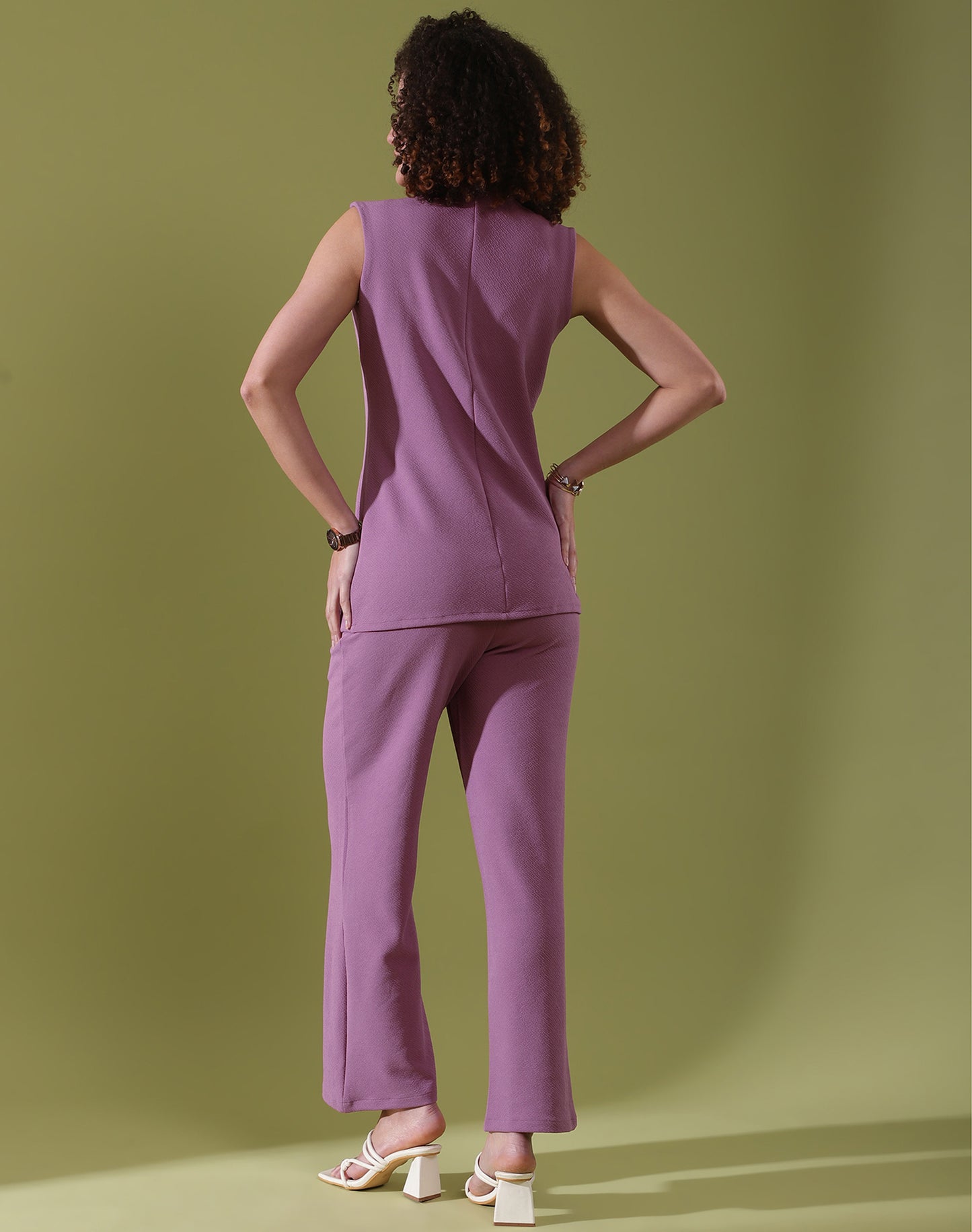 Lavender Elegance – Sleeveless Blazer & Pant Co-Ord Set