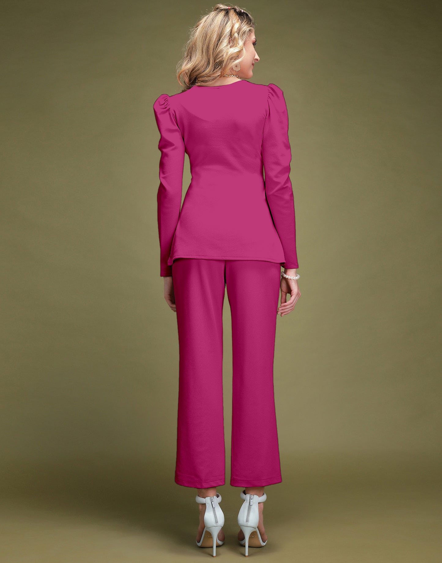 SILKONIC Pink Peplum Co-Ord Set – Bold & Beautiful