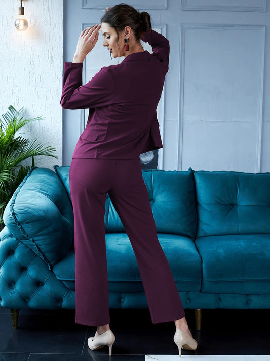 SILKONIC Women's Deep Purple Blazer Co-ord Set – Royal & Refined