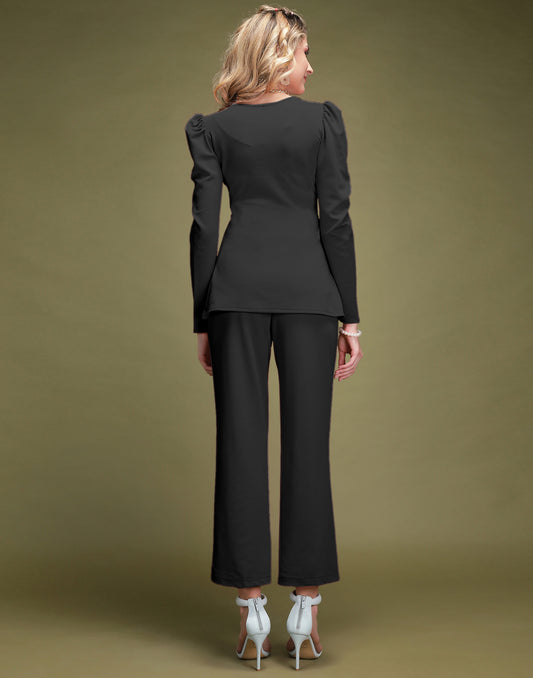 SILKONIC Black Peplum Co-Ord Set – Timeless Elegance