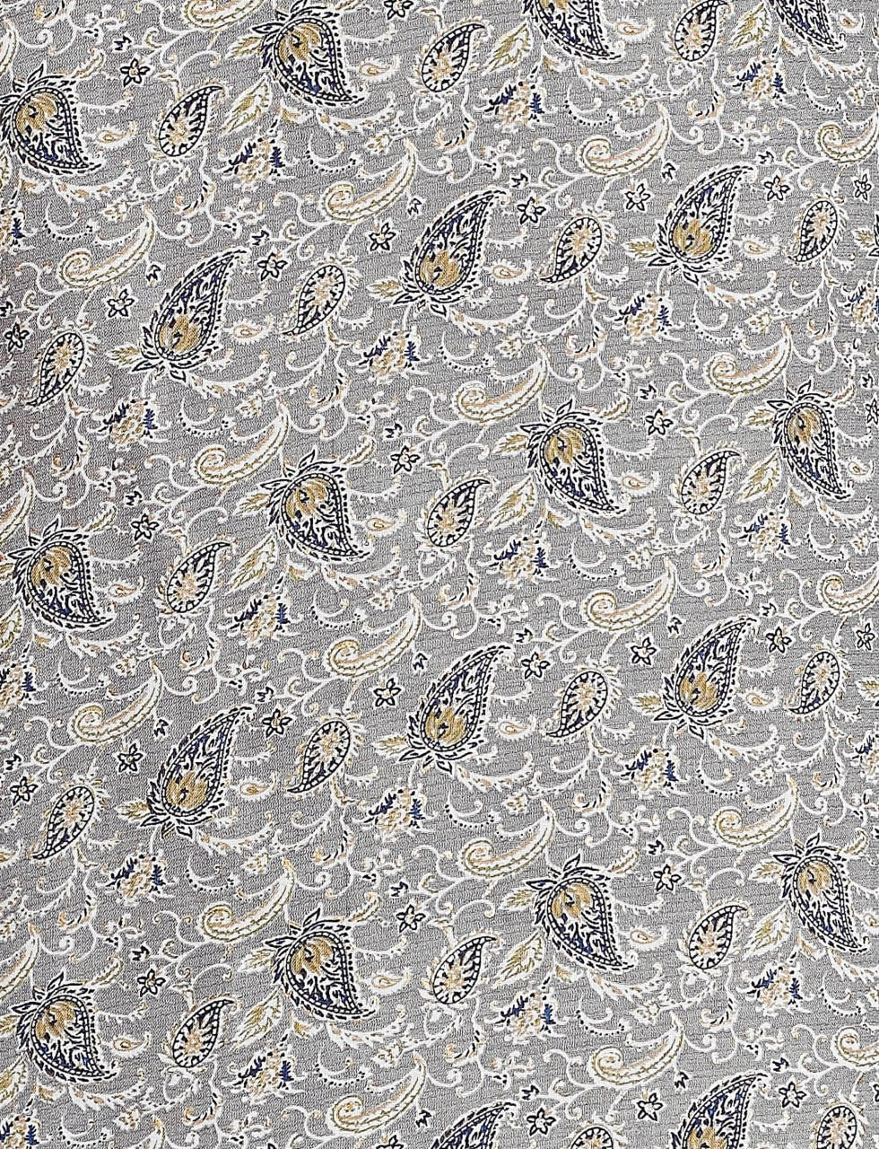Grey Cotton Blend Kurta Set with Foil Print & Mirror Work – SILKONIC