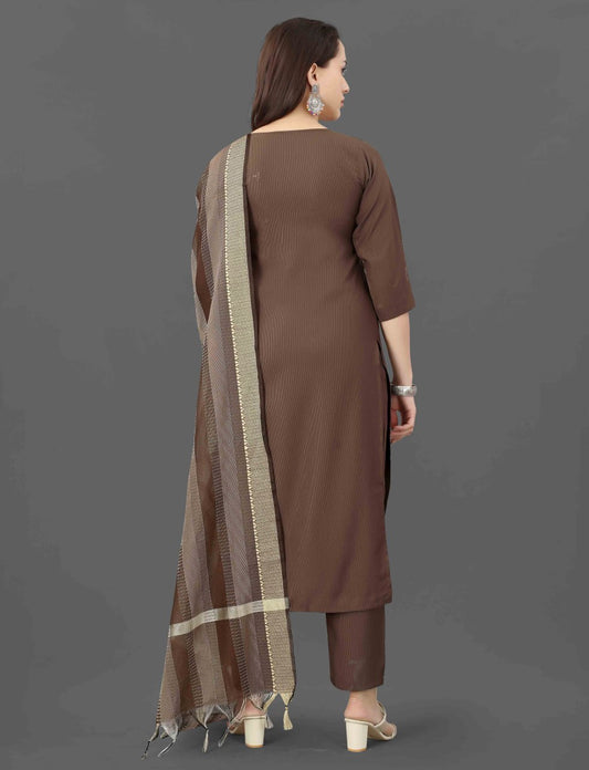 Mohini Brown Mirror Work Ethnic Set