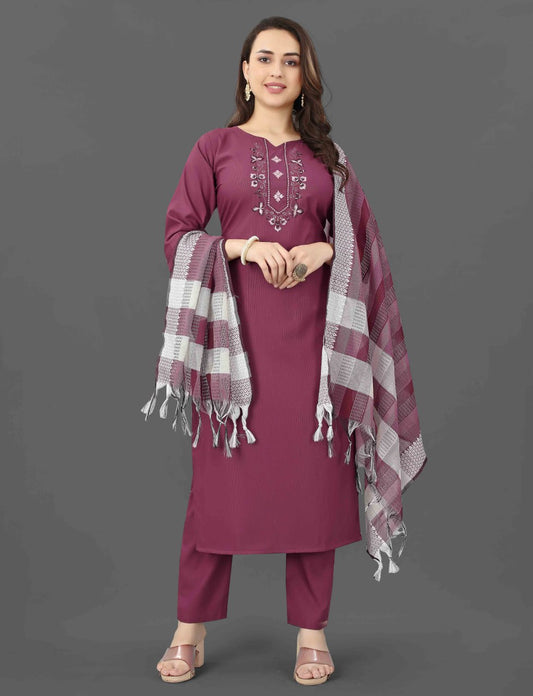 Mohini Magenta Mirror Work Ethnic Set for Women