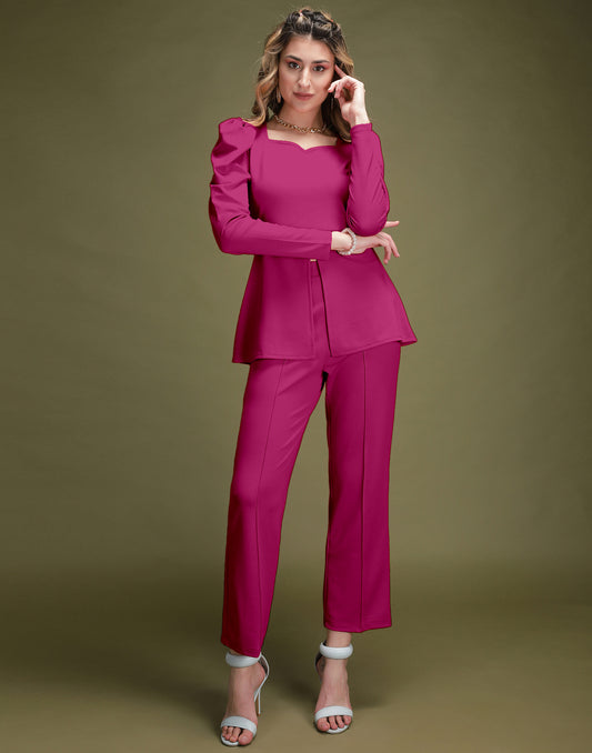 SILKONIC Pink Peplum Co-Ord Set – Bold & Beautiful