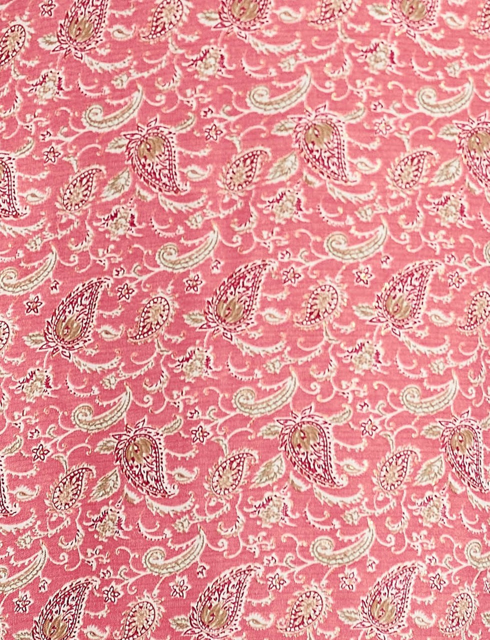 Pink Cotton Blend Kurta Set with Foil Print & Mirror Work – SILKONIC