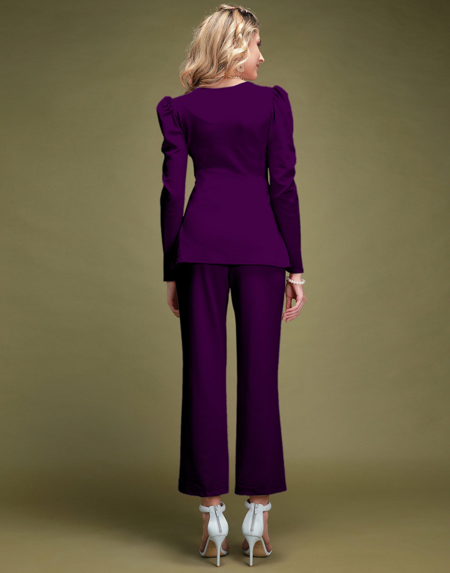 SILKONIC Wine Peplum Co-Ord Set – Luxe in Every Stitch